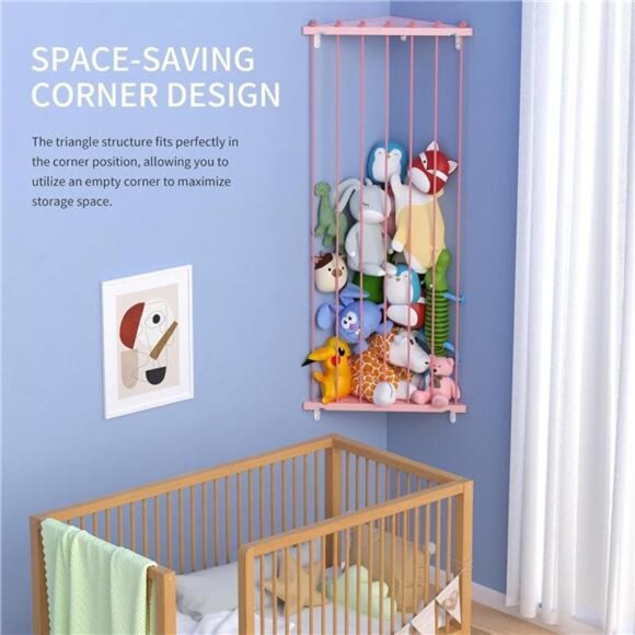Corner Stuffed Animal Storage Toy Organizer - Stuffed Animals Holder with LED - Picture 4 of 7